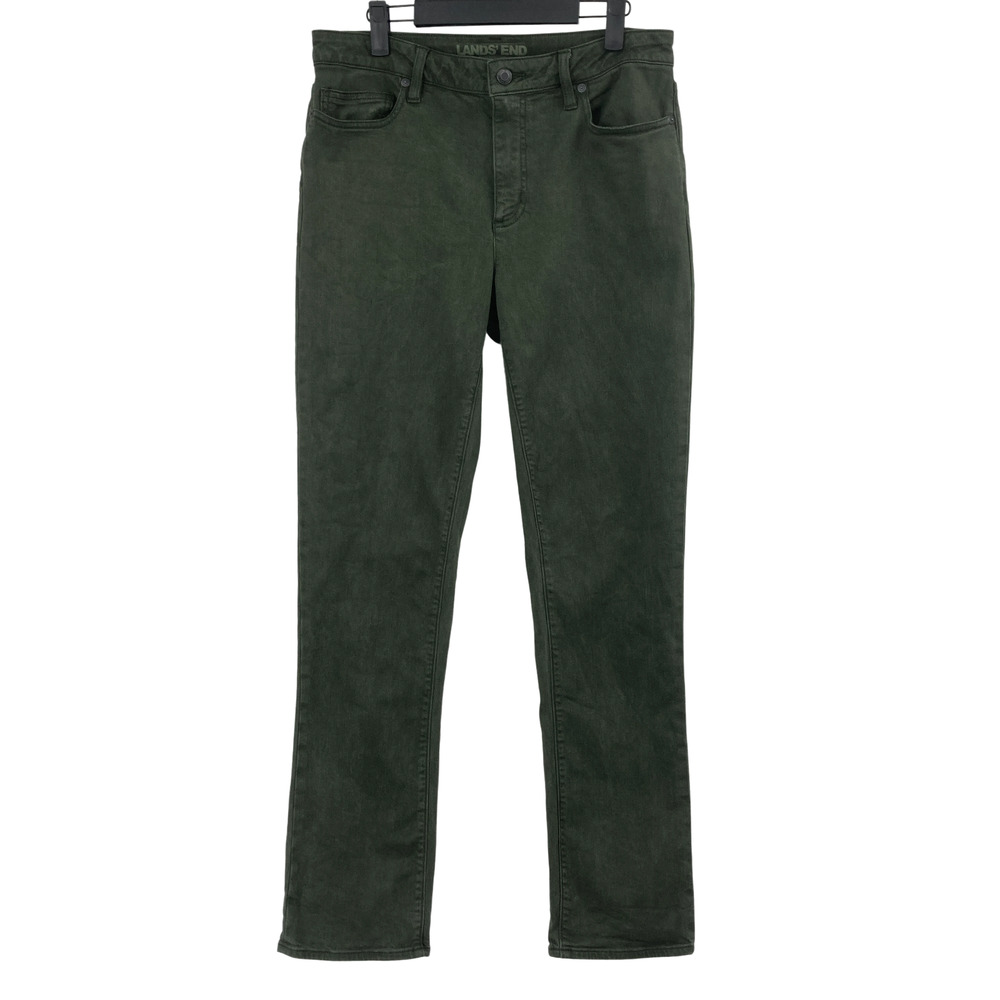Lands' End Womens 10 Mid Rise Straight Jeans Green Stretch Denim Pants